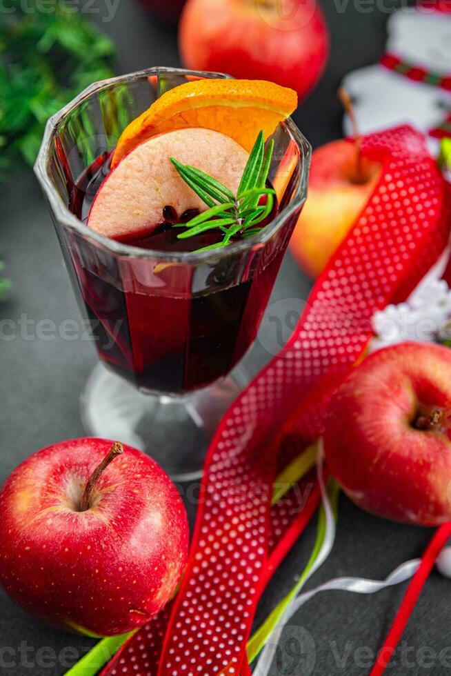 christmas apple cider mulled wine aperitif christmas hot drink sweet dessert cocktail holiday treat new year and christmas celebration meal food snack on the table photo