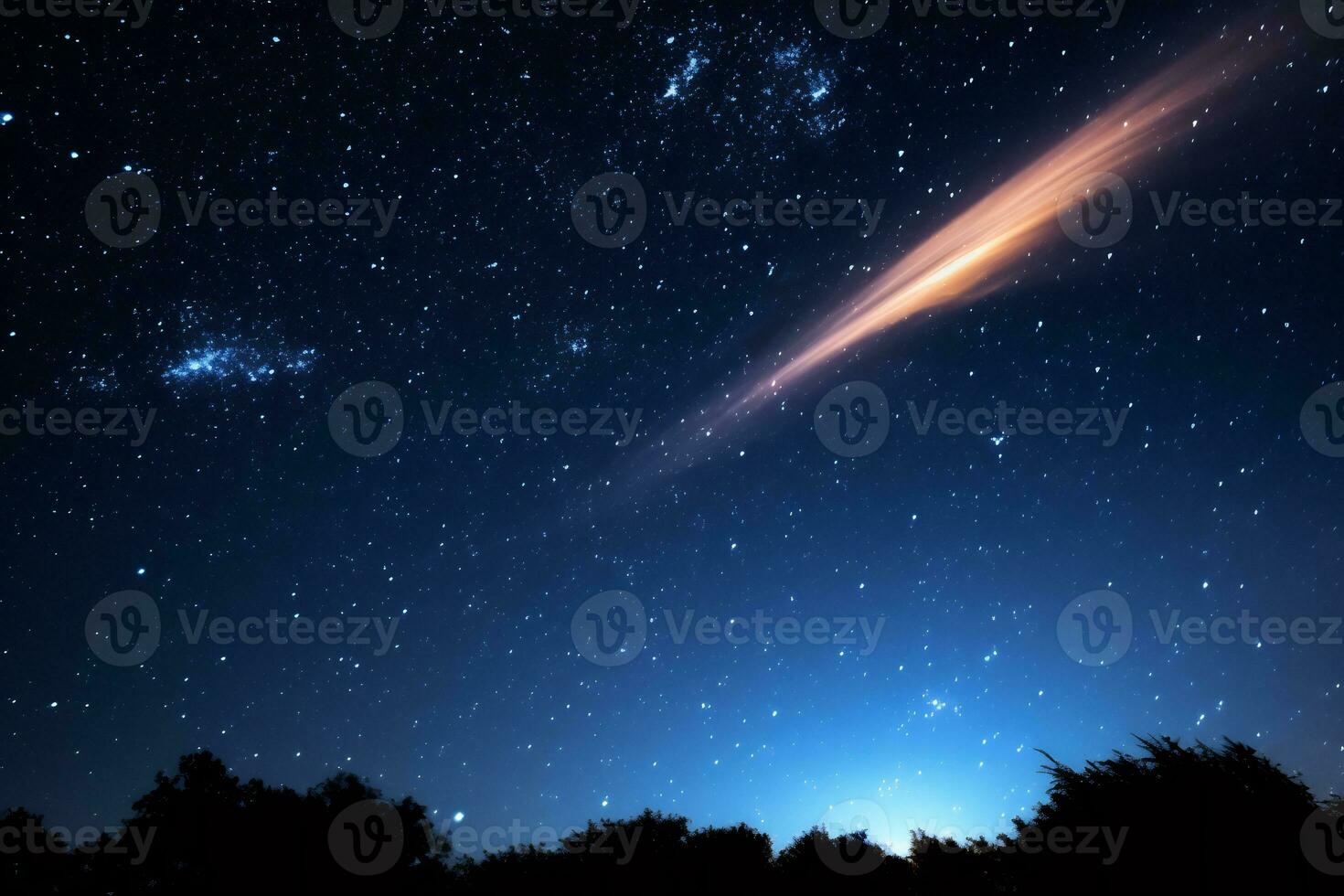 In the depths of the cosmos it is truly amazing to see beautiful shooting stars AI Generative photo