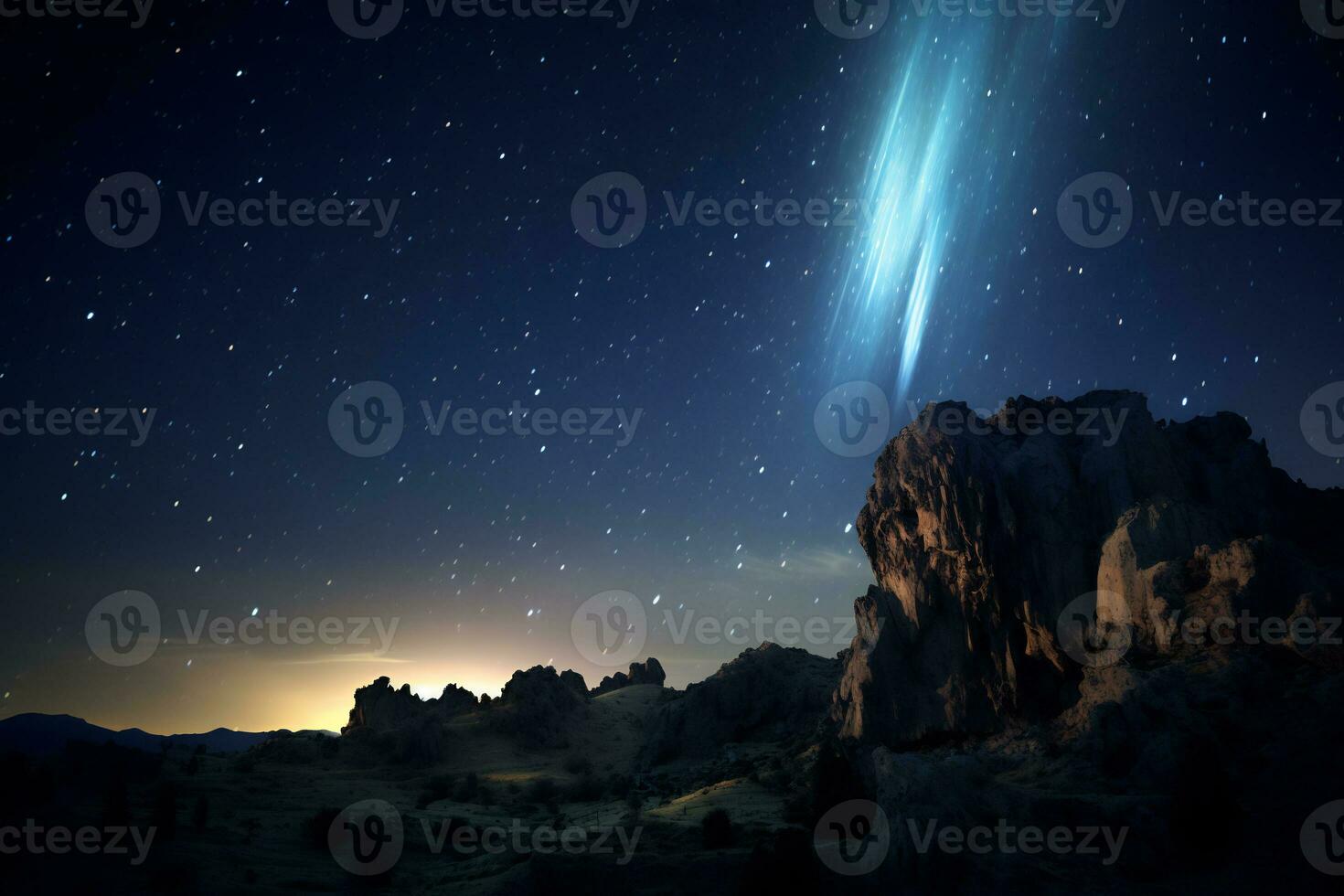 In the depths of the cosmos it is truly amazing to see beautiful shooting stars AI Generative photo