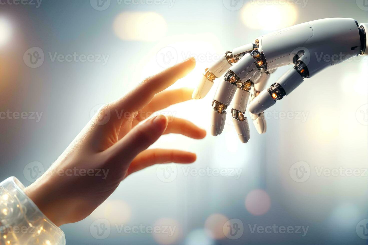 Bridging Humanity AI, Touching the Future, AI Generative photo