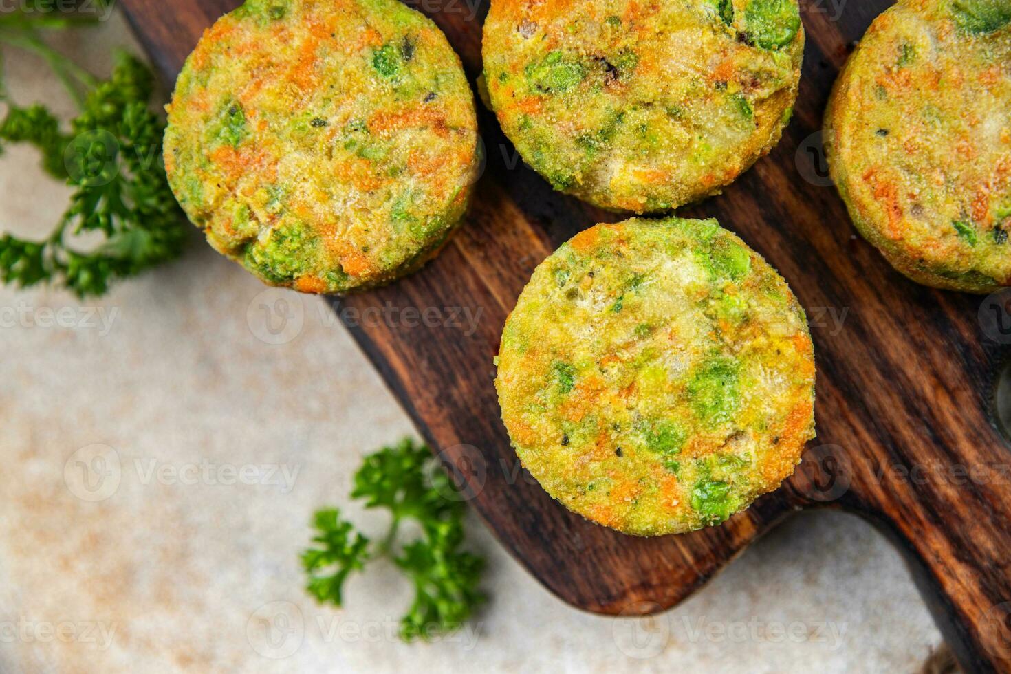 fresh vegetable cutlet broccoli, carrots, potatoes, onions, vegetables appetizer meal food snack on the table copy space food background rustic top view photo