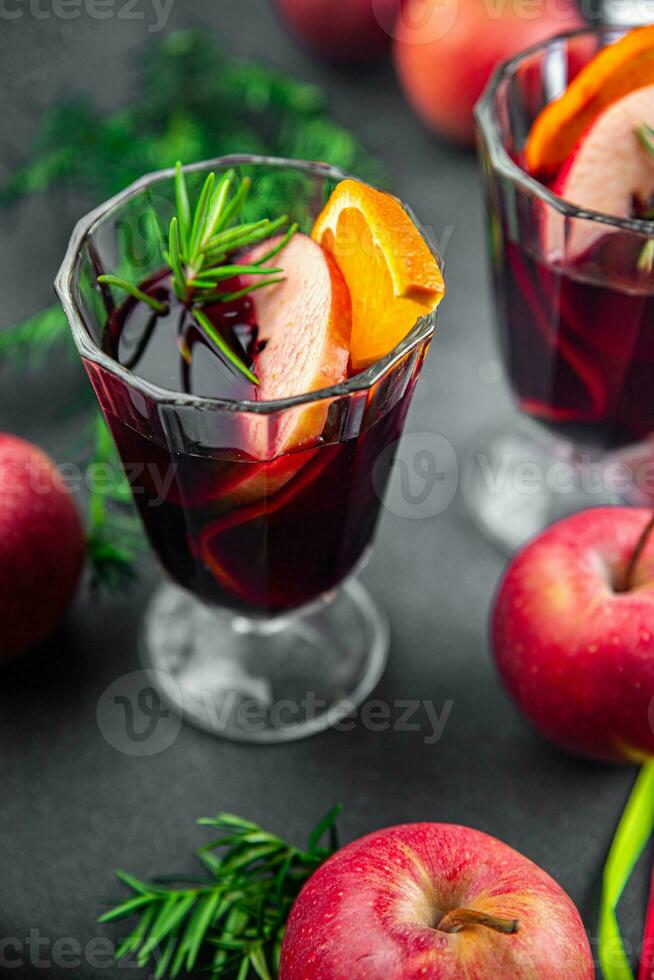 christmas apple mulled wine apple cider aperitif christmas hot drink cocktail holiday sweet treat photo