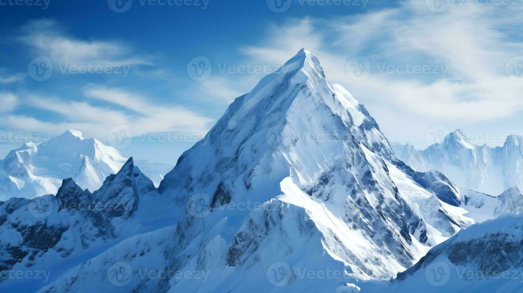 A pristine snow covered mountain peak AI Generative photo