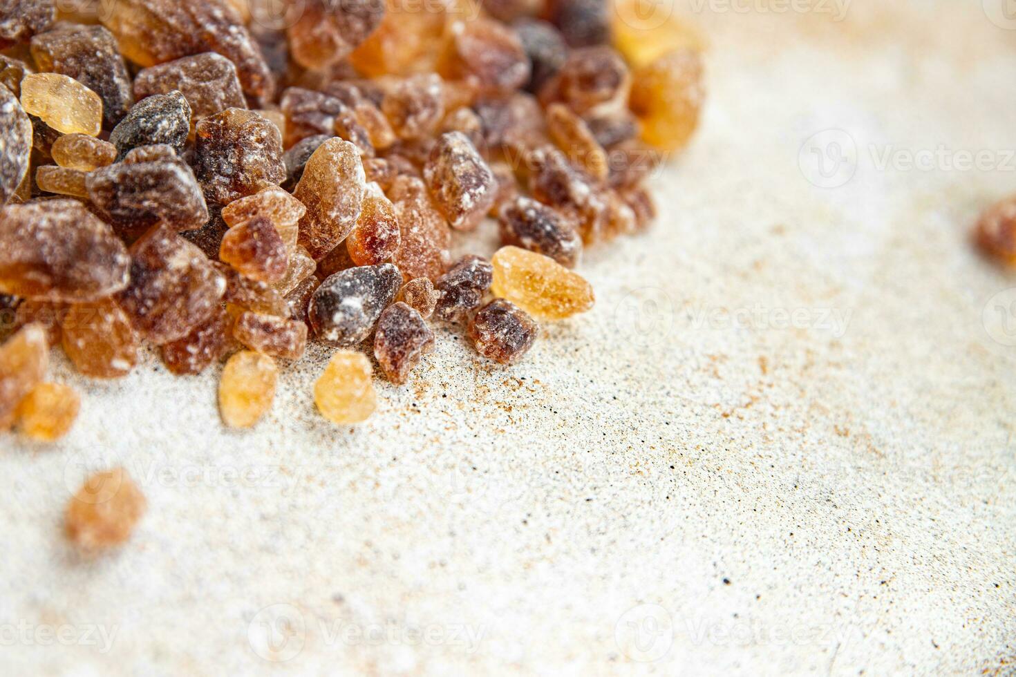 dessert rock sugar crystals pieces sweet candy brown sugar candied big rock caramel taste cane sugar cooking appetizer meal food snack on the table copy space food background rustic top view photo