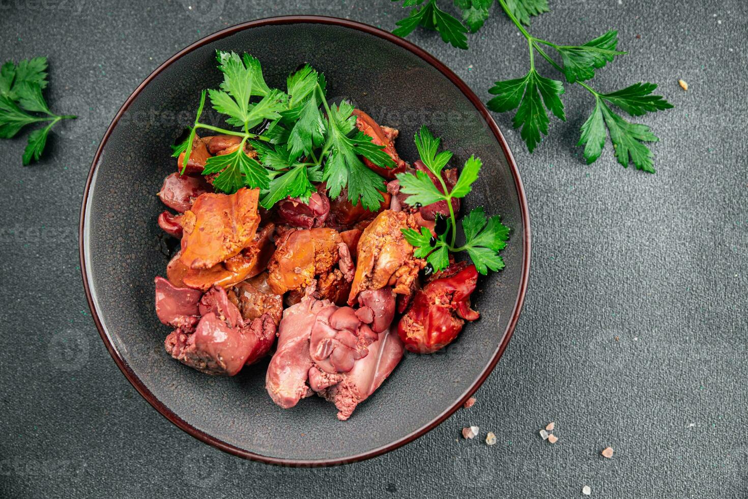 chicken liver confit delicious chicken offal delicious healthy eating cooking appetizer meal food snack on the table copy space photo