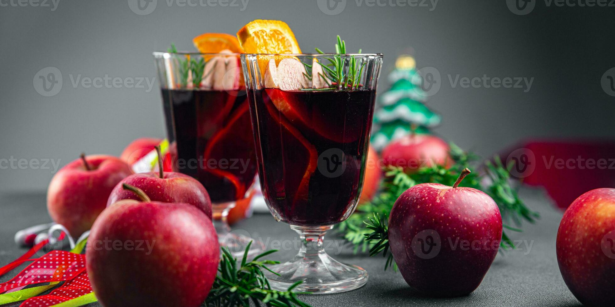 christmas apple cider mulled wine aperitif christmas hot drink sweet dessert cocktail holiday treat new year and christmas celebration meal food snack on the table photo