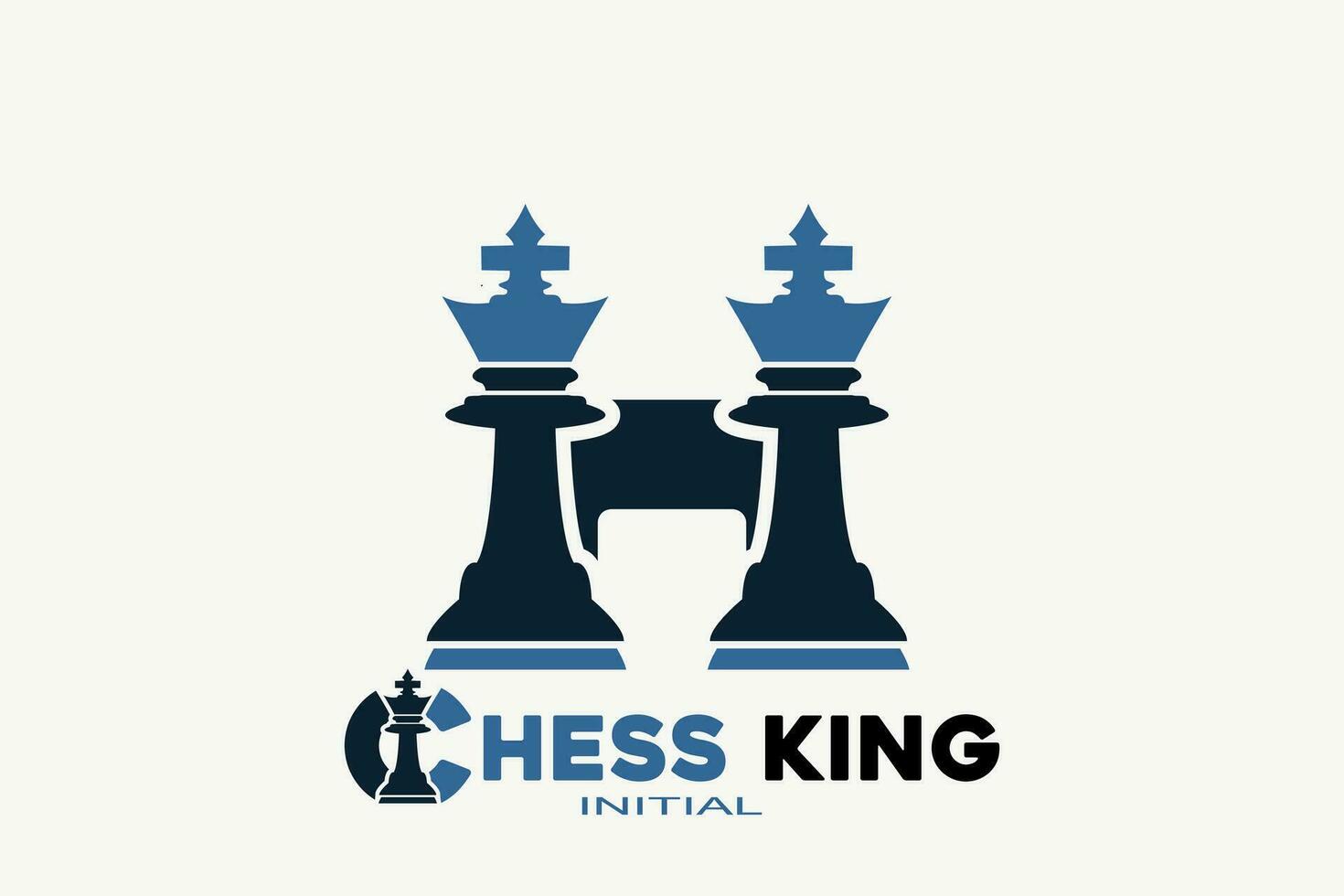 Vector initials letter H with chess king creative geometric modern logo design.