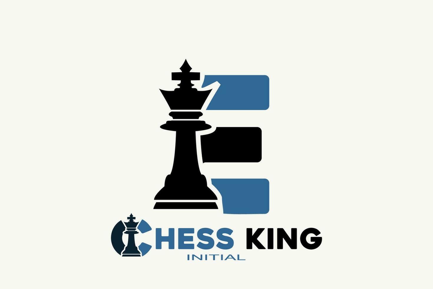 Vector initials letter E with chess king creative geometric modern logo design.