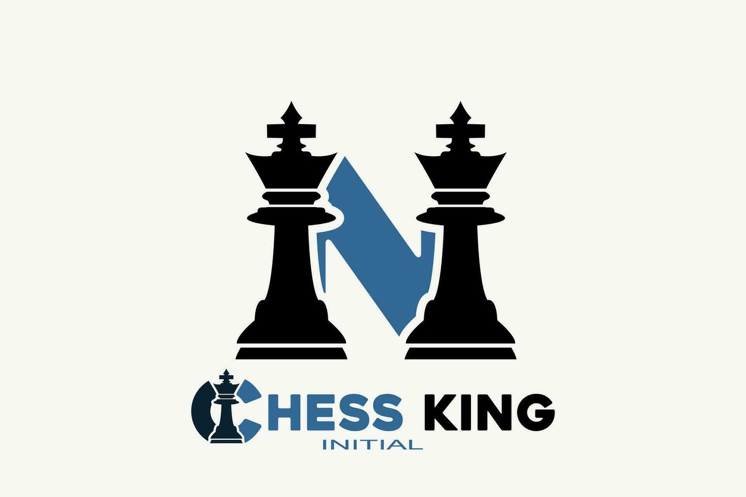 Vector initials letter N with chess king creative geometric modern logo design.