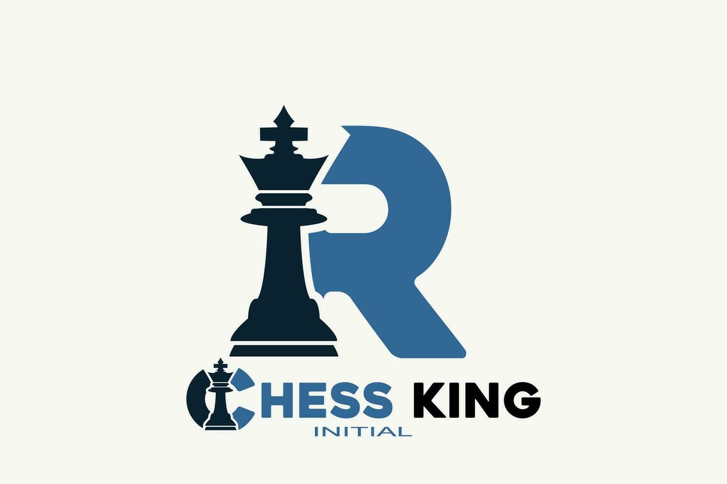 Vector initials letter R with chess king creative geometric modern logo design.