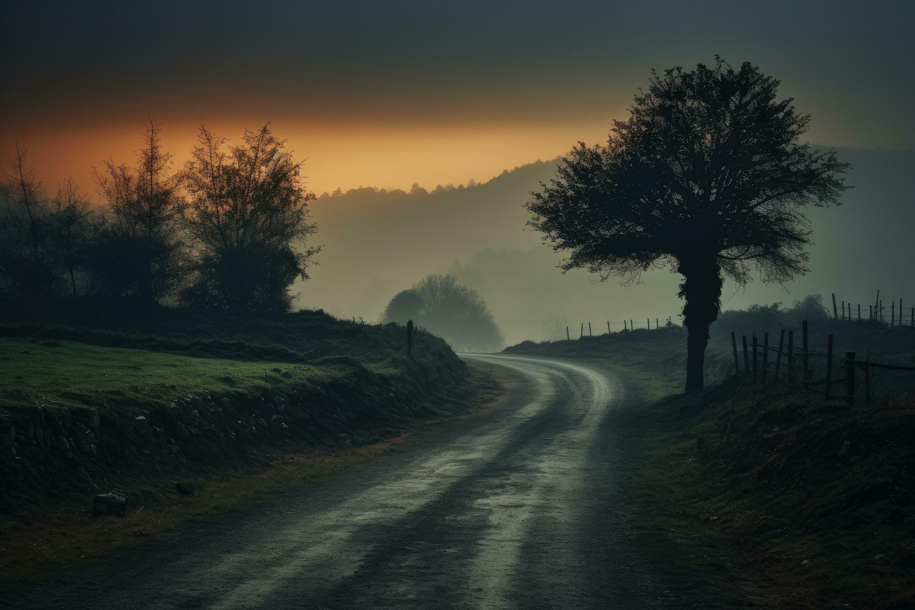 sunset-in-the-english-countryside-with-a-misty-road-and-trees-an-early-morning-elevated-shot-of-a-dirt-road-winding-through-overgrown-brush-ai-generated-free-photo.jpg