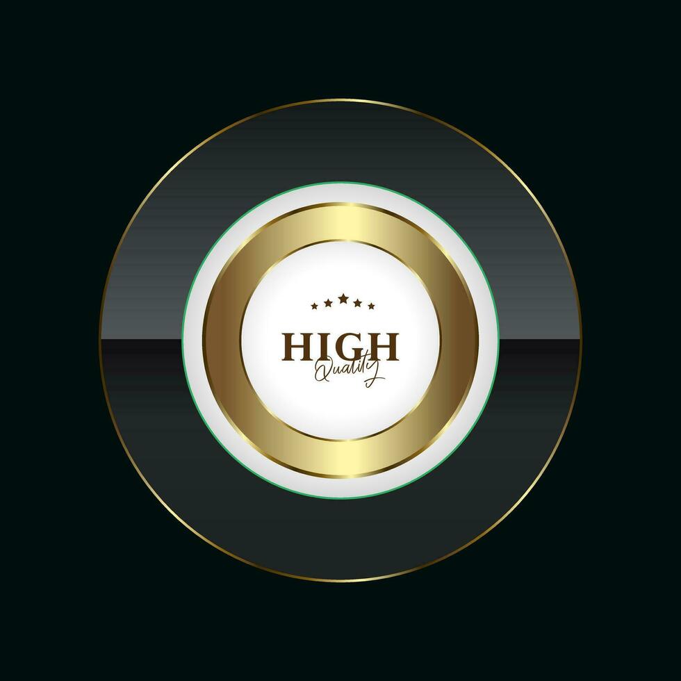 A Circle Luxury button design, in gold and premium Abstract button concept on black background. Vector vintage frames design