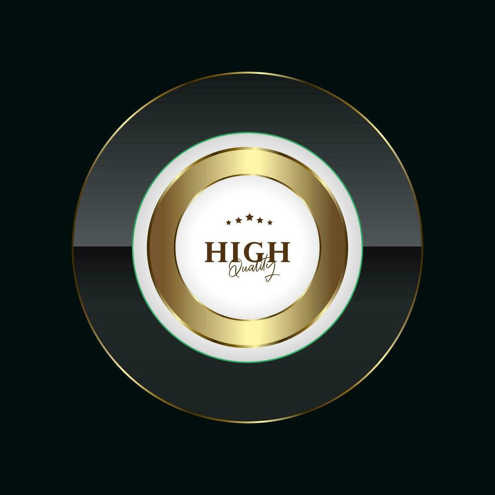 A Circle Luxury button design, in gold and premium Abstract button concept on black background. Vector vintage frames design