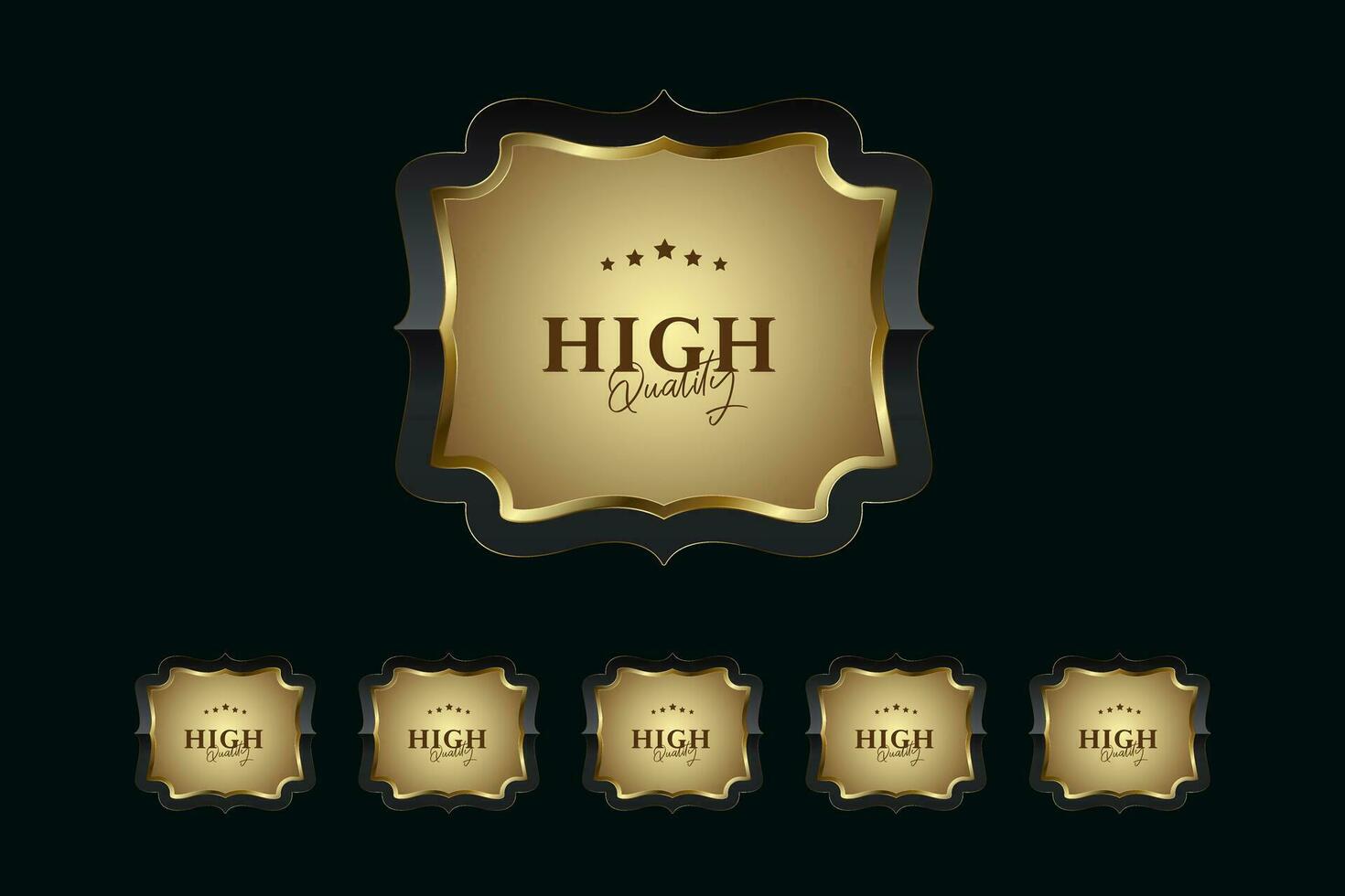 Groups Luxury, gold and premium Abstract buttons on black background used in UI concept and website interface design. Vector vintage frames design