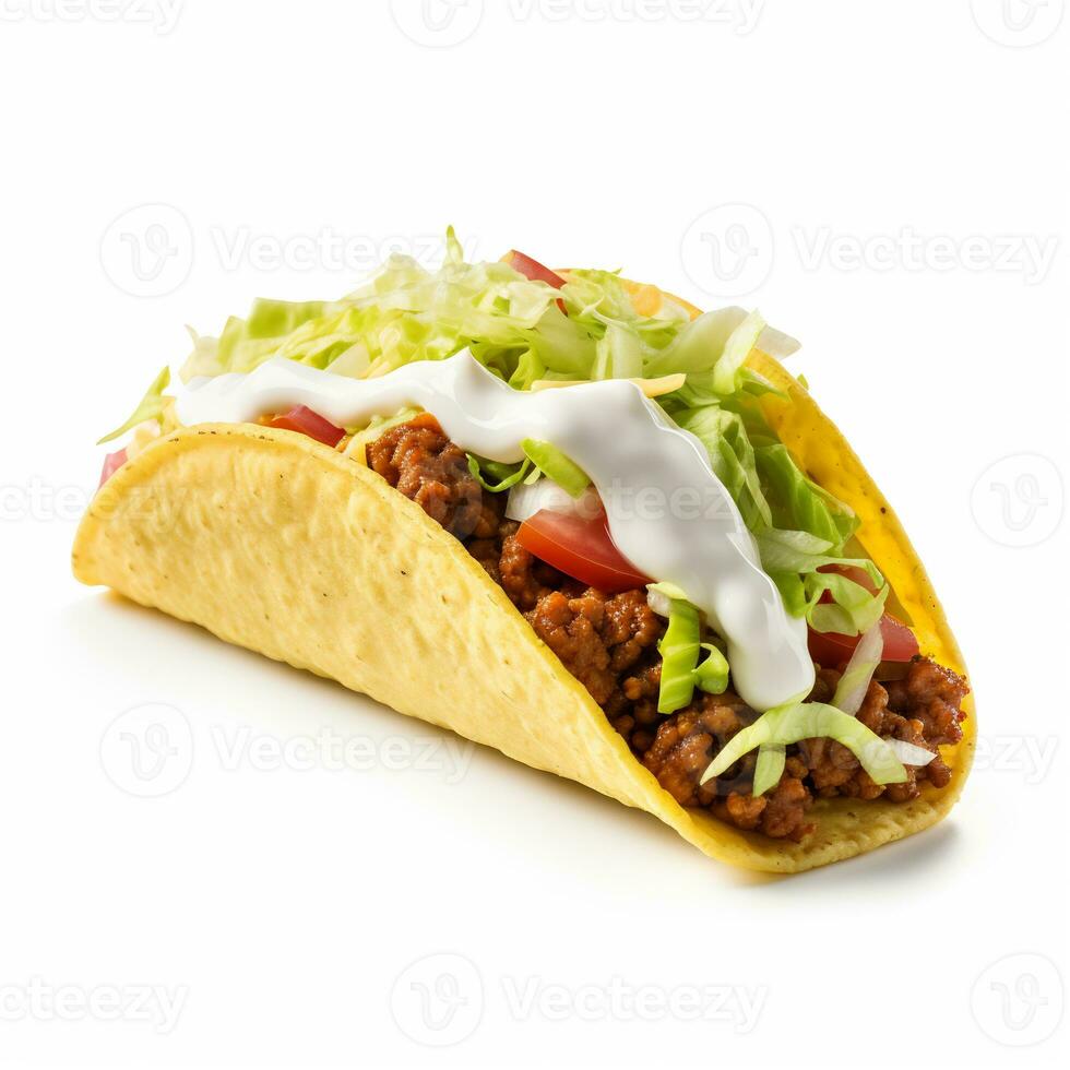 A delicious taco in isolated white background AI Generative photo