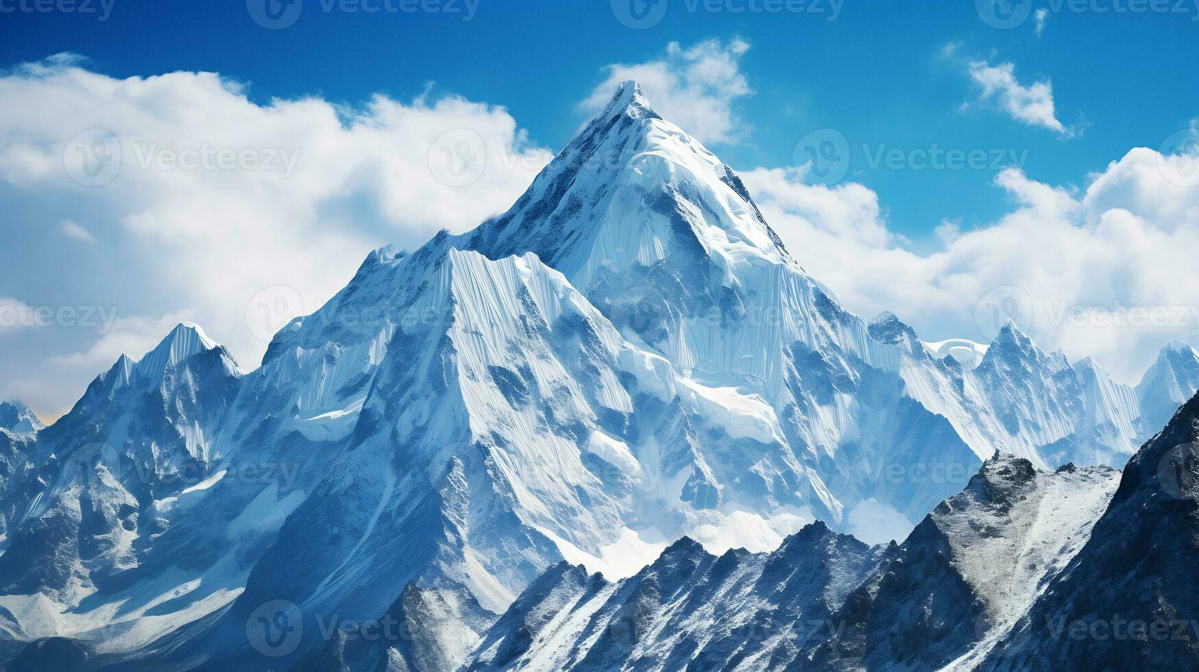 A pristine snow covered mountain peak AI Generative photo