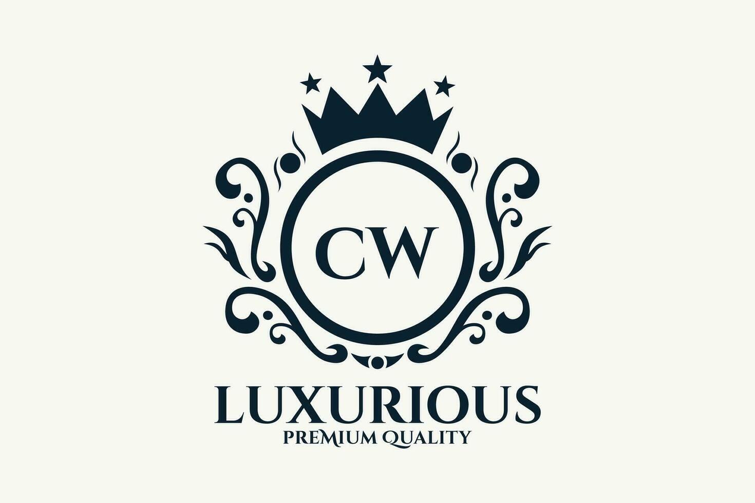 Initial  Letter CW Royal Luxury Logo template in vector art for luxurious branding  vector illustration.