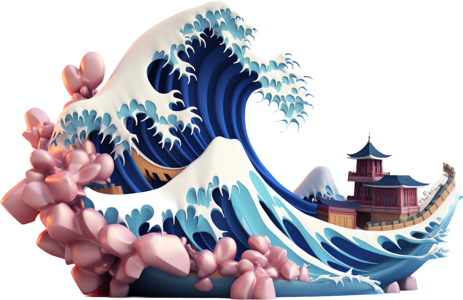 Tsunami png with AI generated.
