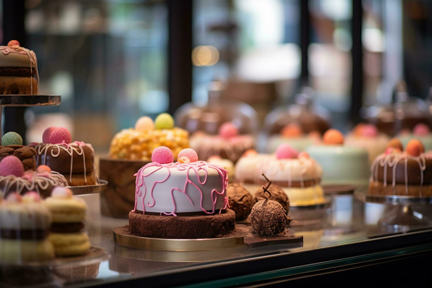 Inside a gourmet bakery Easter treats are being beautifully displayed AI Generative photo