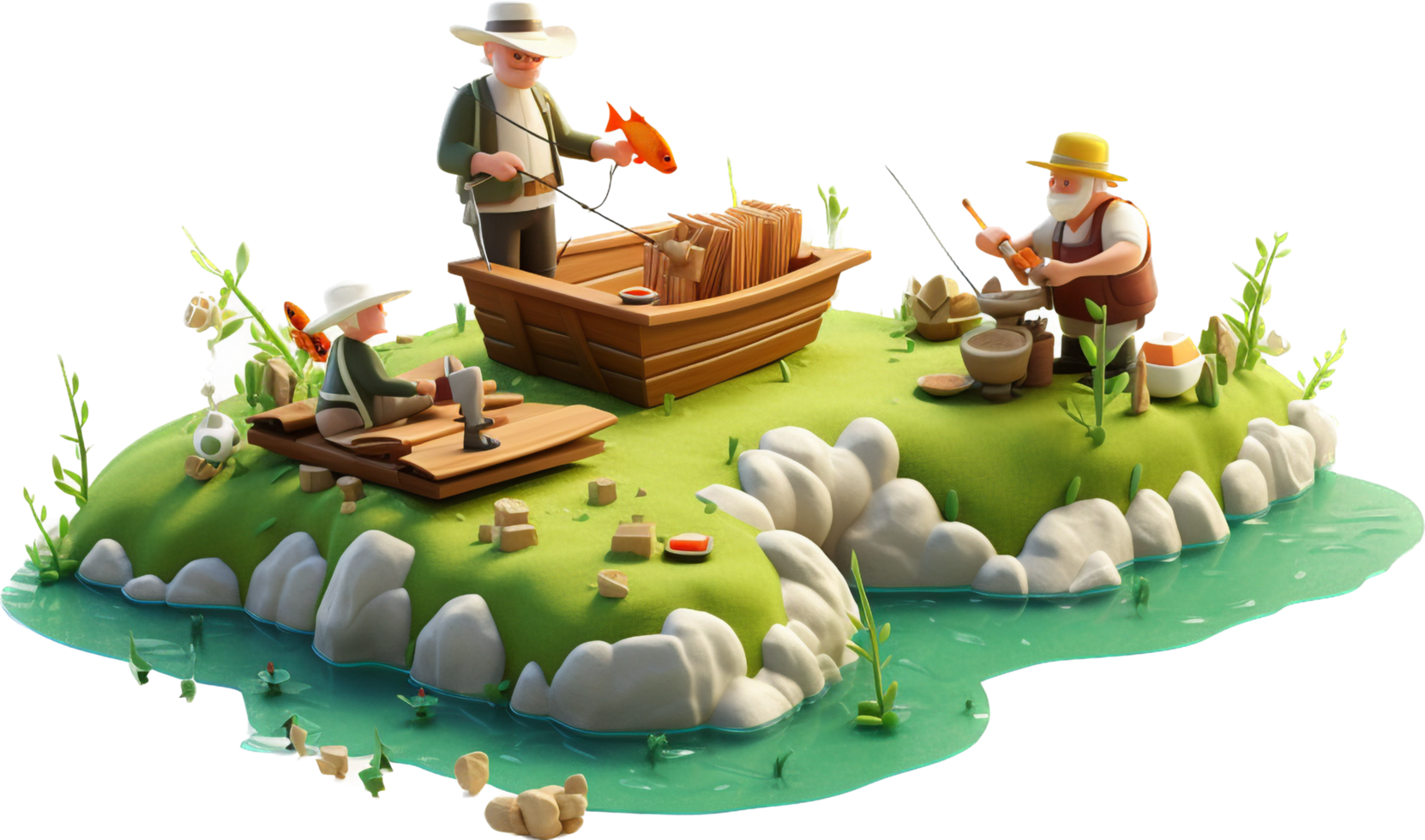 Fishing png with AI generated.