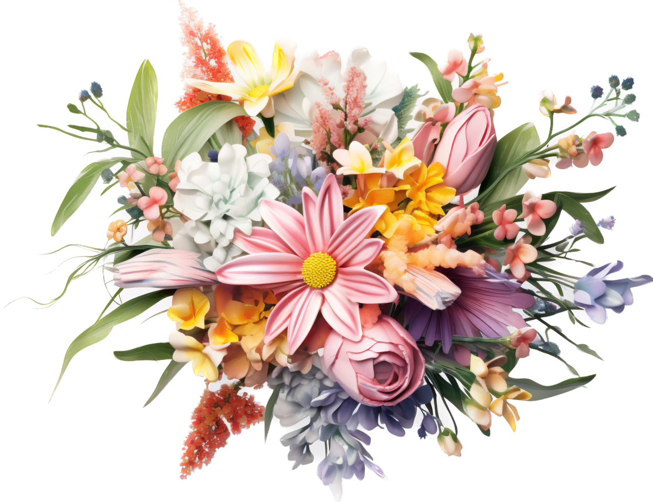 Bouquet png with AI generated.