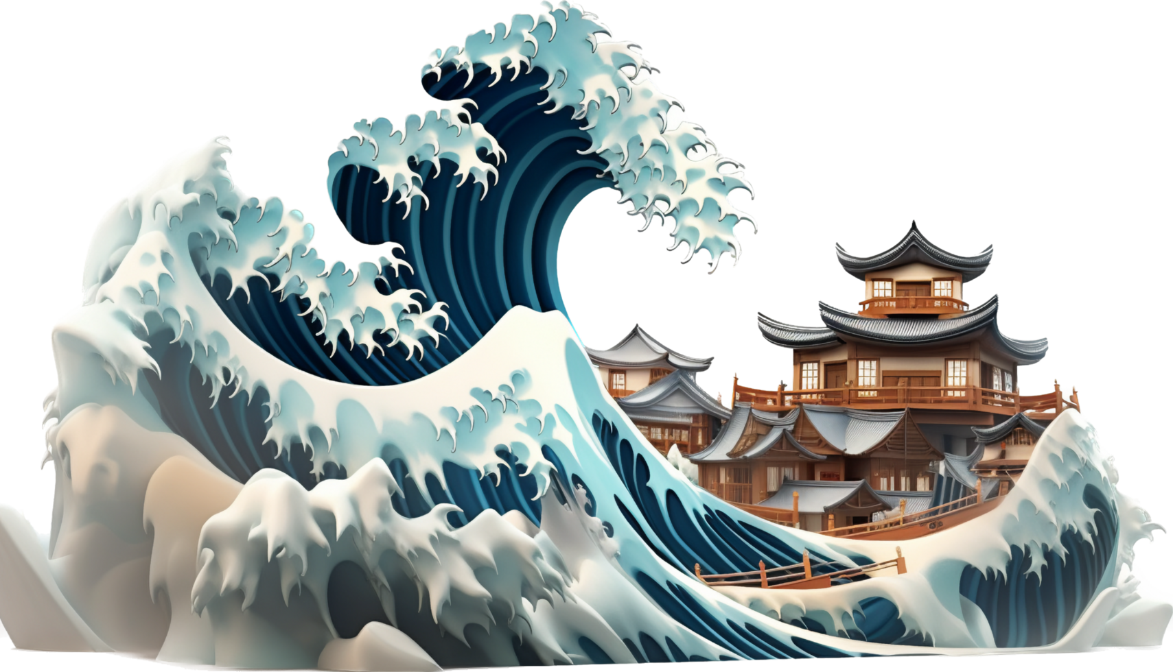 Tsunami png with AI generated.