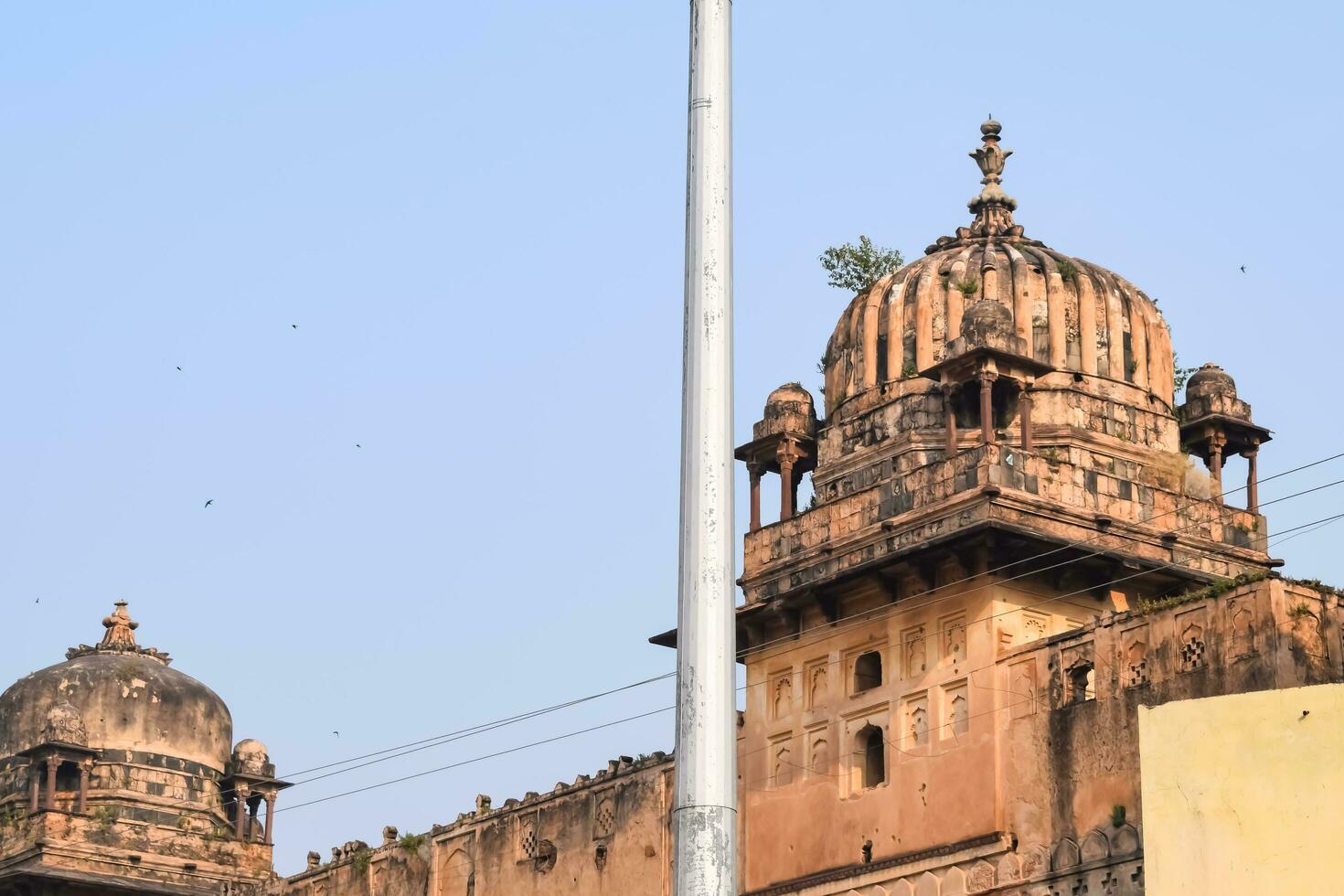 Beautiful view of Orchha Palace Fort, Raja Mahal and chaturbhuj temple from jahangir mahal, Orchha, Madhya Pradesh, Jahangir Mahal Orchha Fort in Orchha, Madhya Pradesh, Indian archaeological sites photo