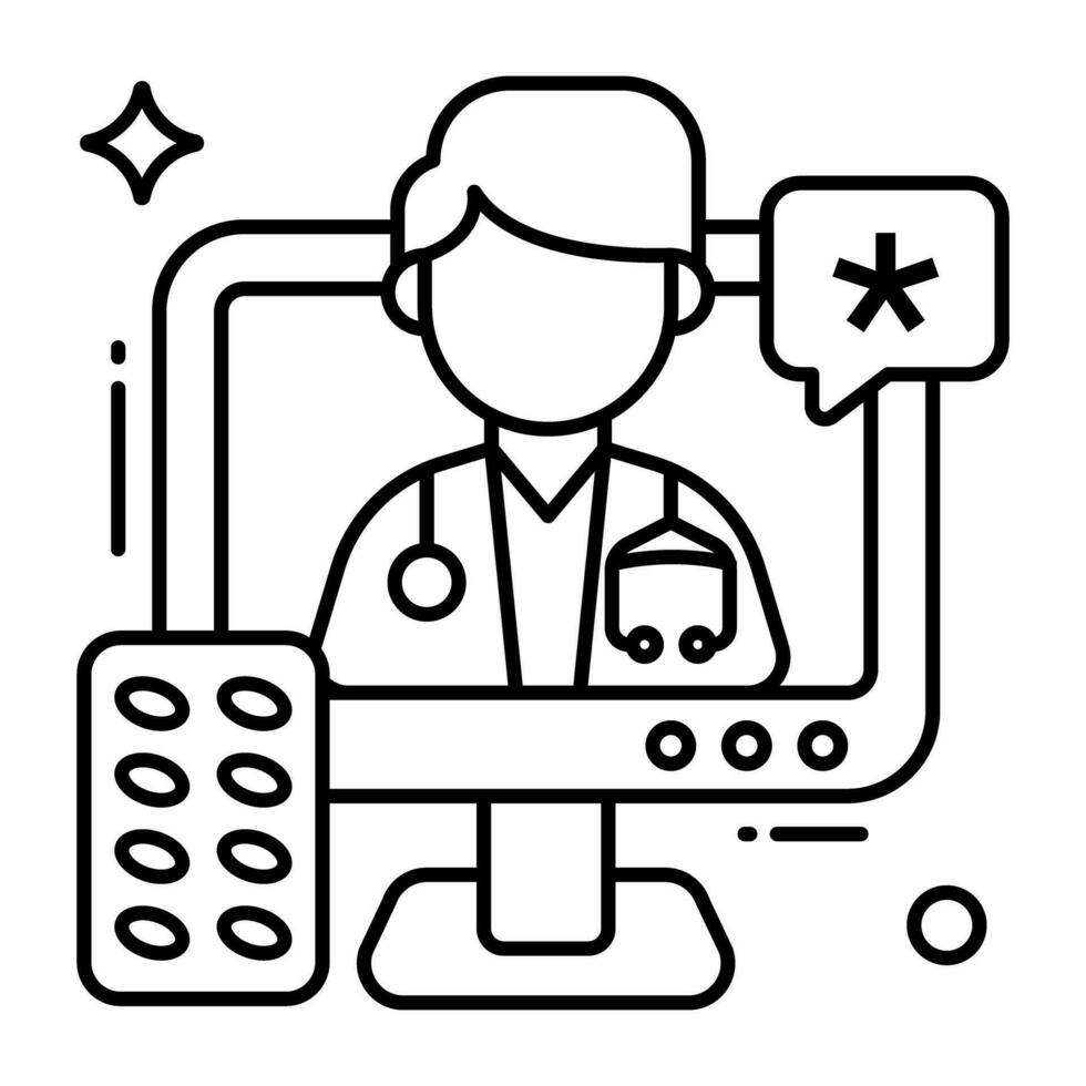 An icon design of online doctor vector