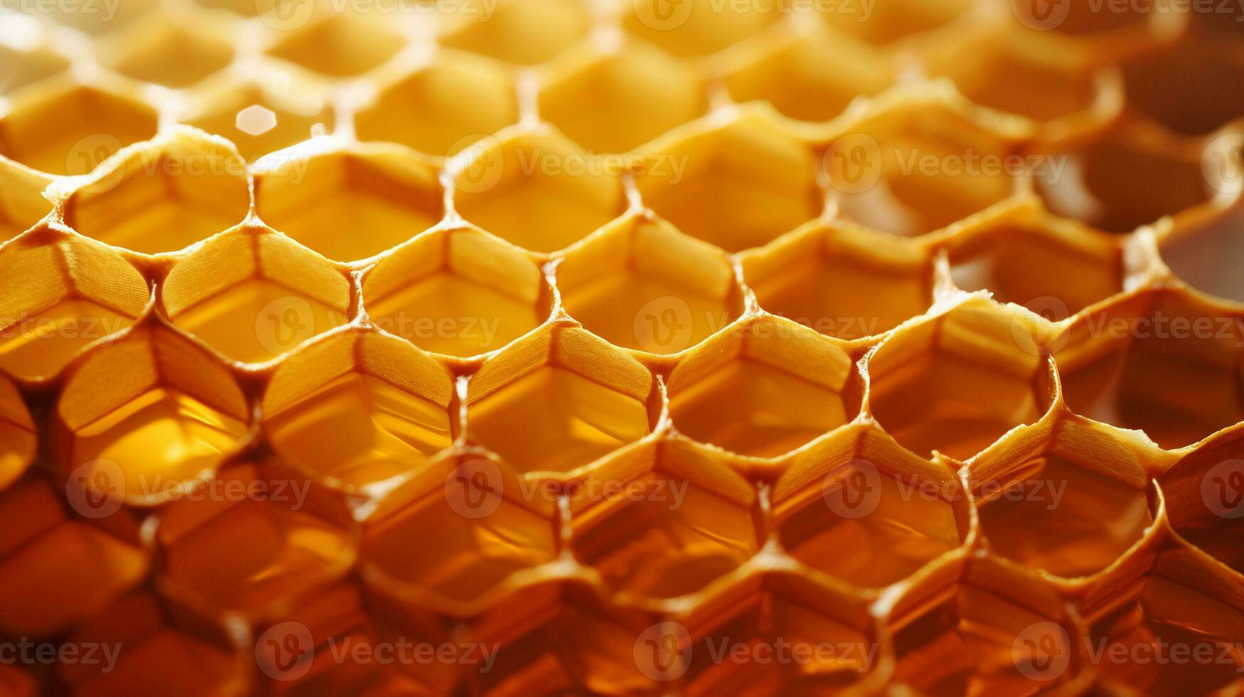 Detailed close up photo of a honeycomb full of honey AI Generative