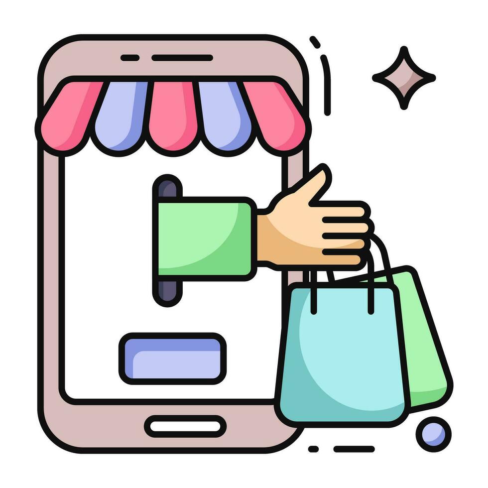 icono de diseño único de compras en línea vector