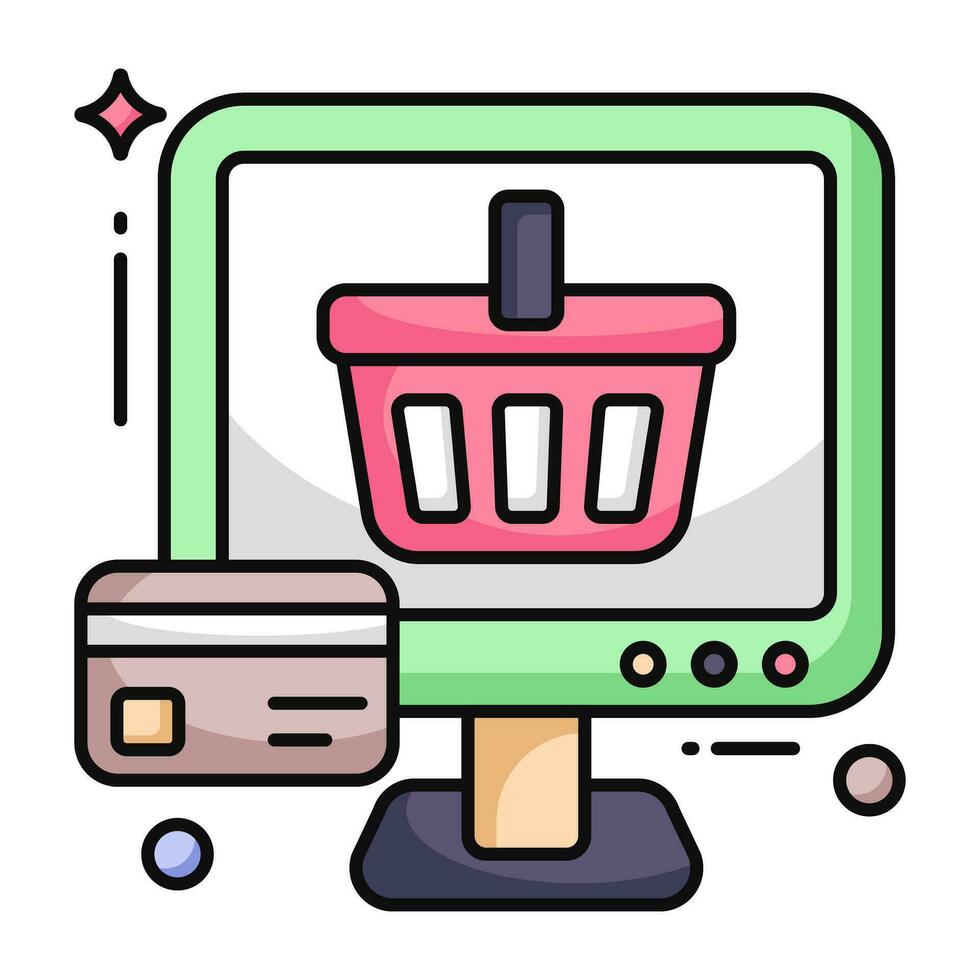 icono de diseño único de compras en línea vector