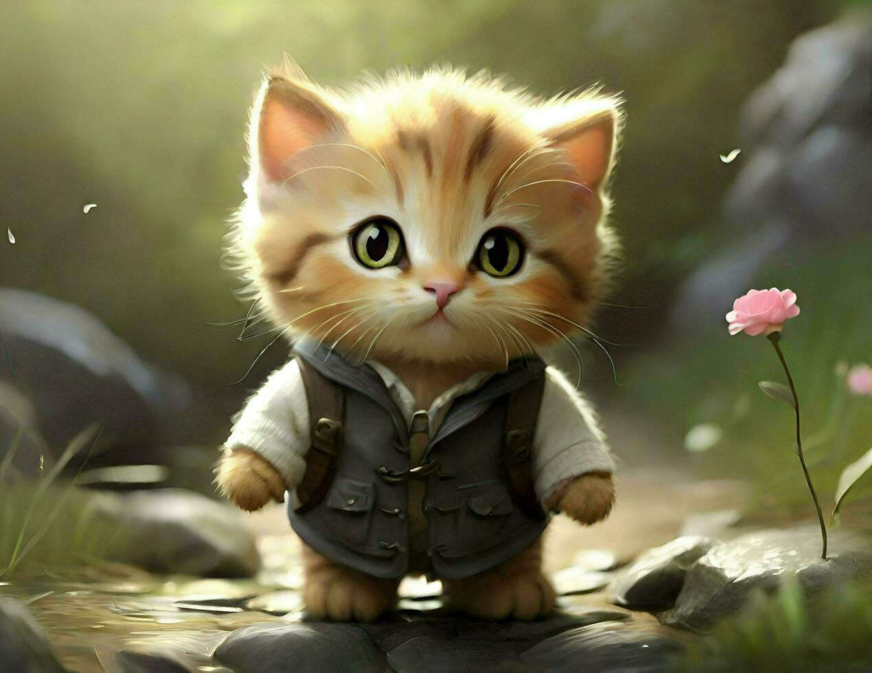 a cute cat who goes on an adventure outside photo