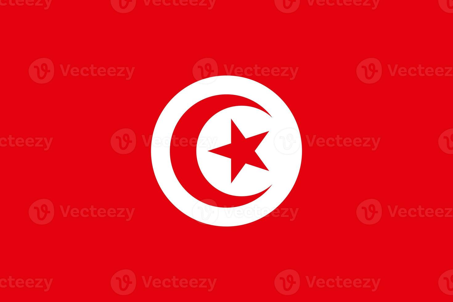 The official current flag of Tunisian Republic. State flag of Tunisia. Illustration. photo
