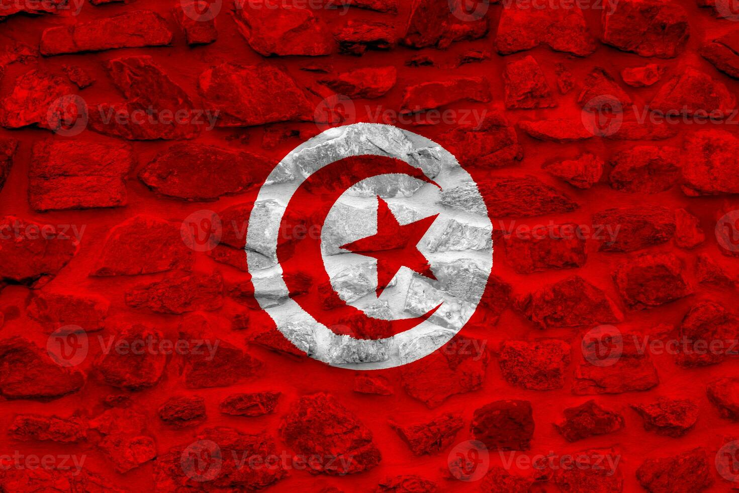 Flag of Tunisian Republic on a textured background. Concept collage. photo