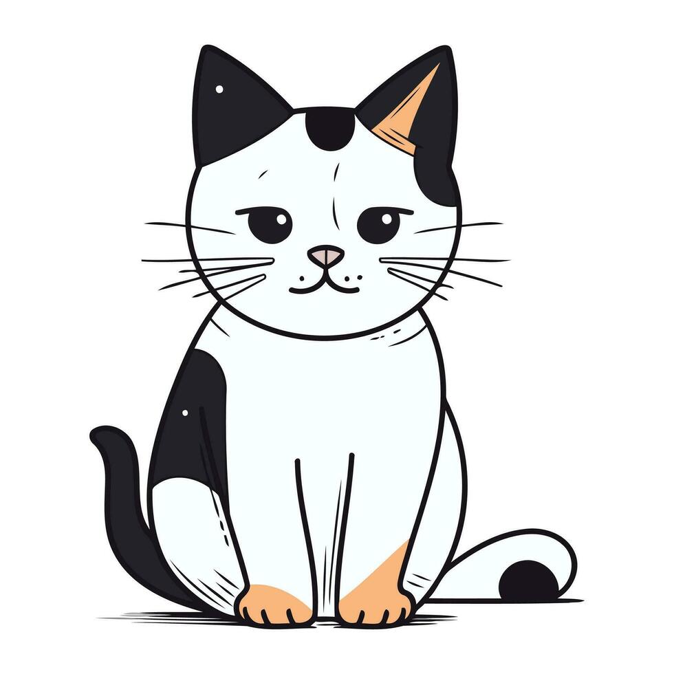 Cute cartoon cat vector illustration. Isolated on white background.