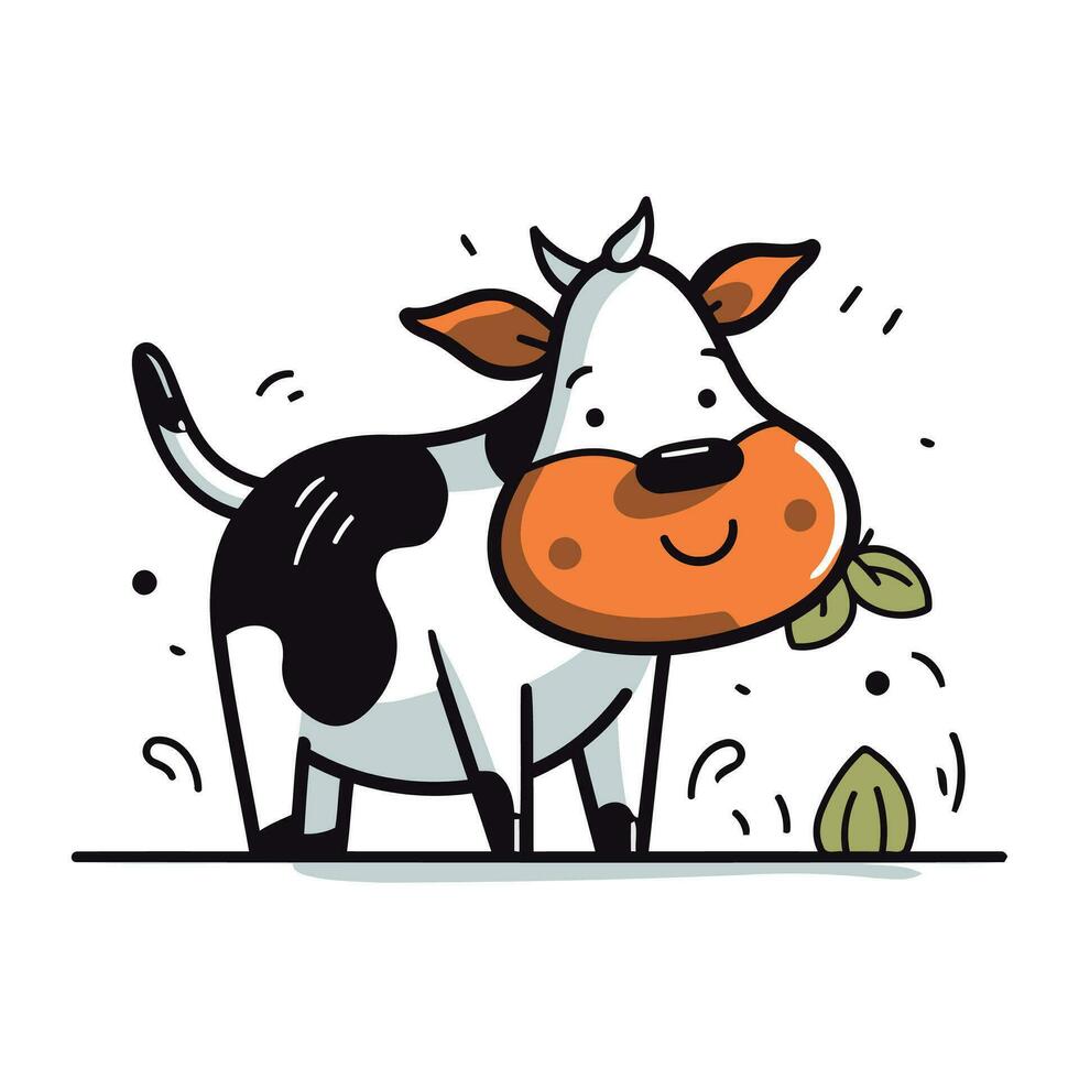 linda dibujos animados vaca. granja animal. vector ilustración en garabatear estilo.