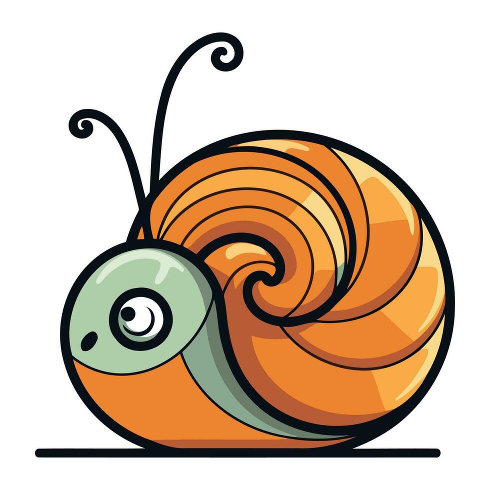Cartoon snail. Vector illustration isolated on white background. Graphic concept for your design