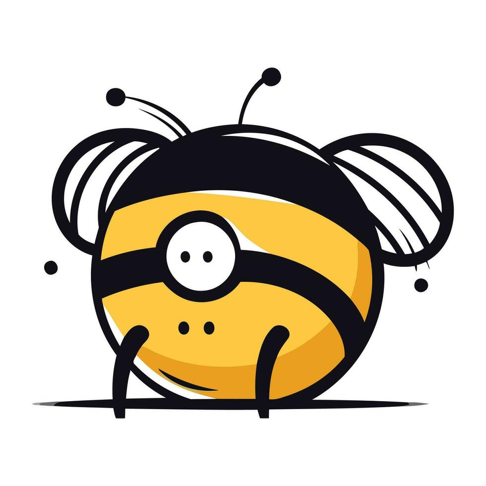 Cute cartoon bee isolated on a white background. Vector illustration.