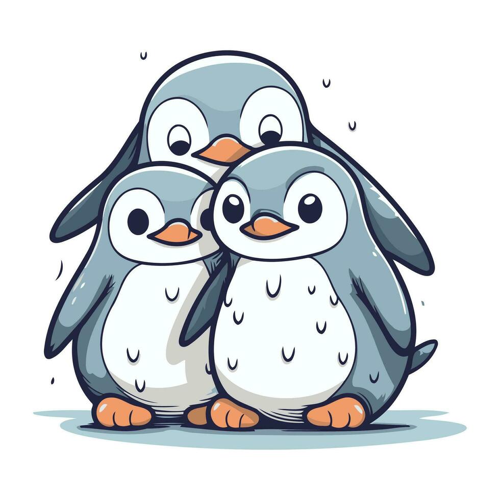 Penguin family. Vector illustration of a cartoon penguin family.