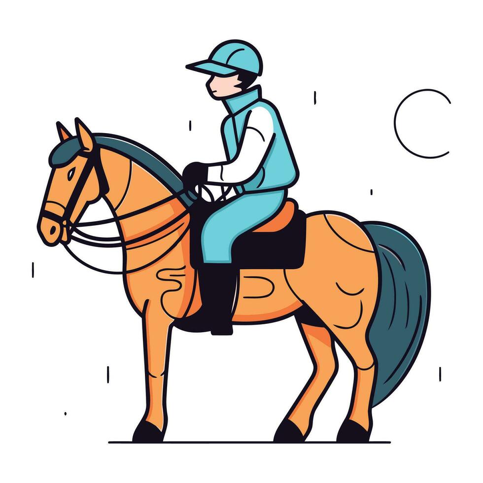 caballo equitación. vector ilustración en plano dibujos animados estilo en blanco antecedentes.