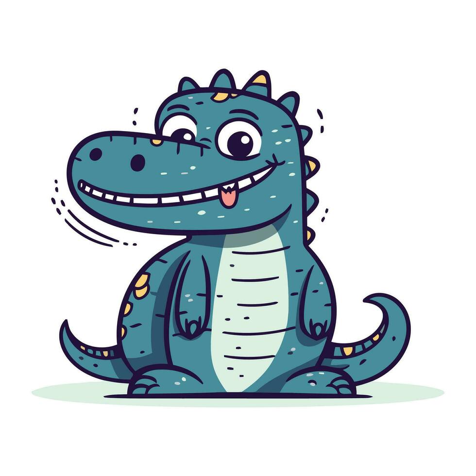 Cute cartoon crocodile. Vector illustration. Isolated on white background.