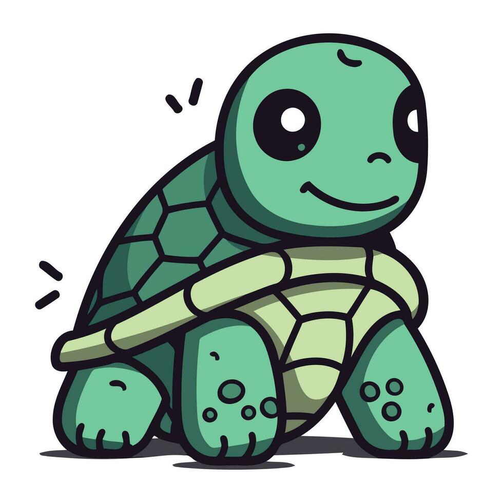 Cute cartoon turtle. Vector illustration isolated on a white background.