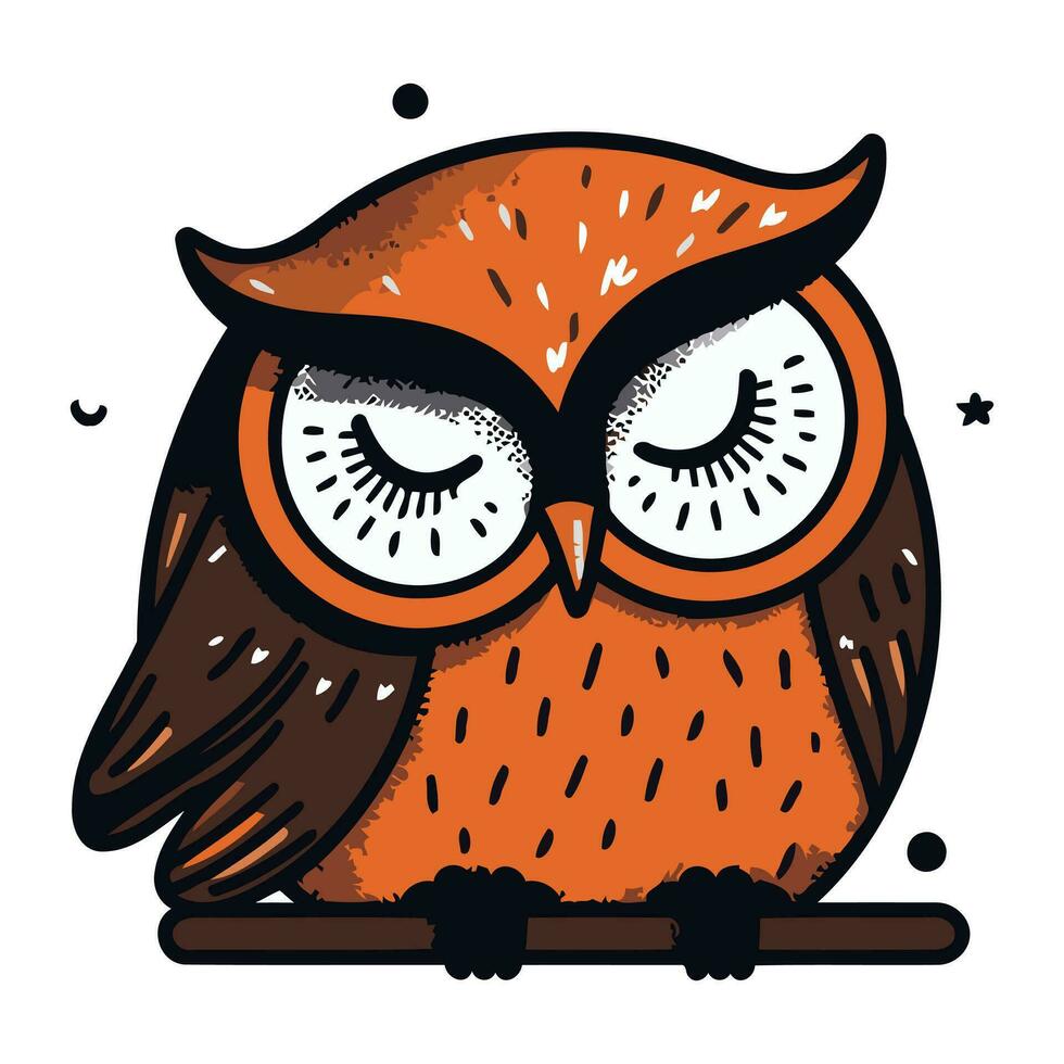 Cute cartoon owl. Vector illustration isolated on a white background.