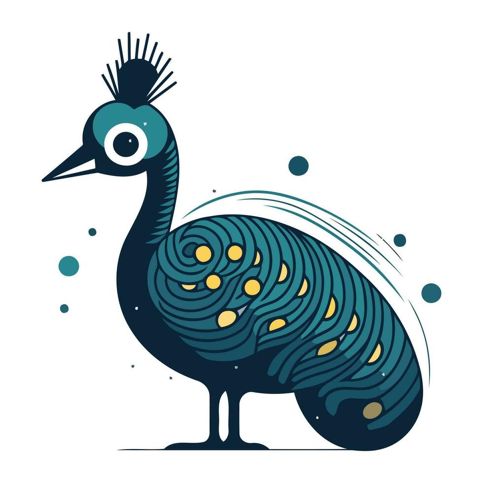 pavo real. mano dibujado vector ilustración en dibujos animados estilo. aislado en blanco antecedentes.