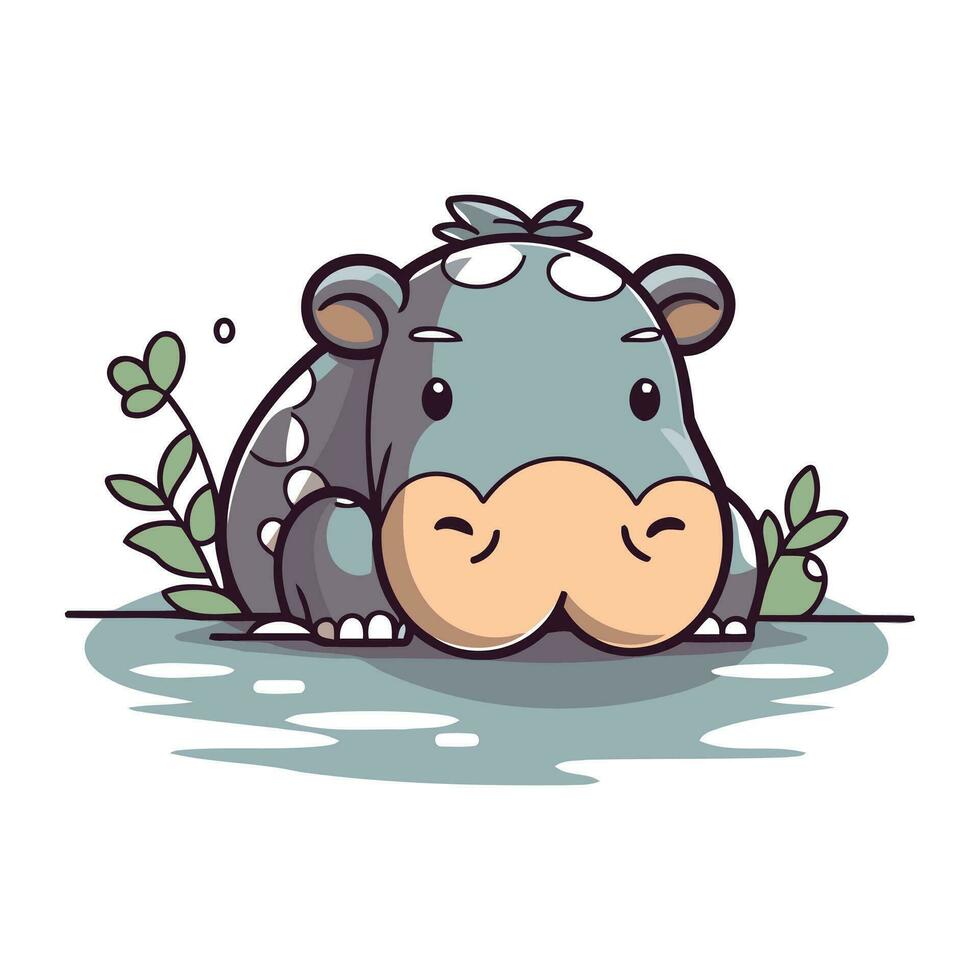 Cute hippopotamus. Vector illustration of a cartoon animal.