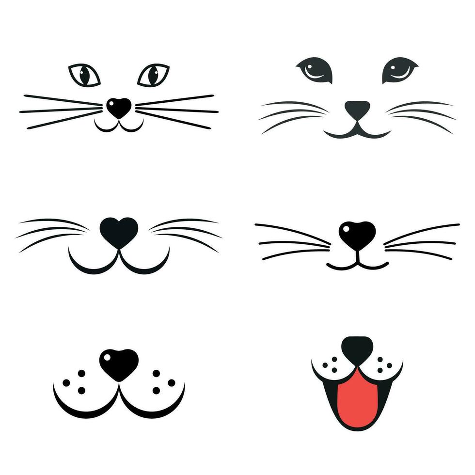 Illustration of a set of cute varied faces of cats vector