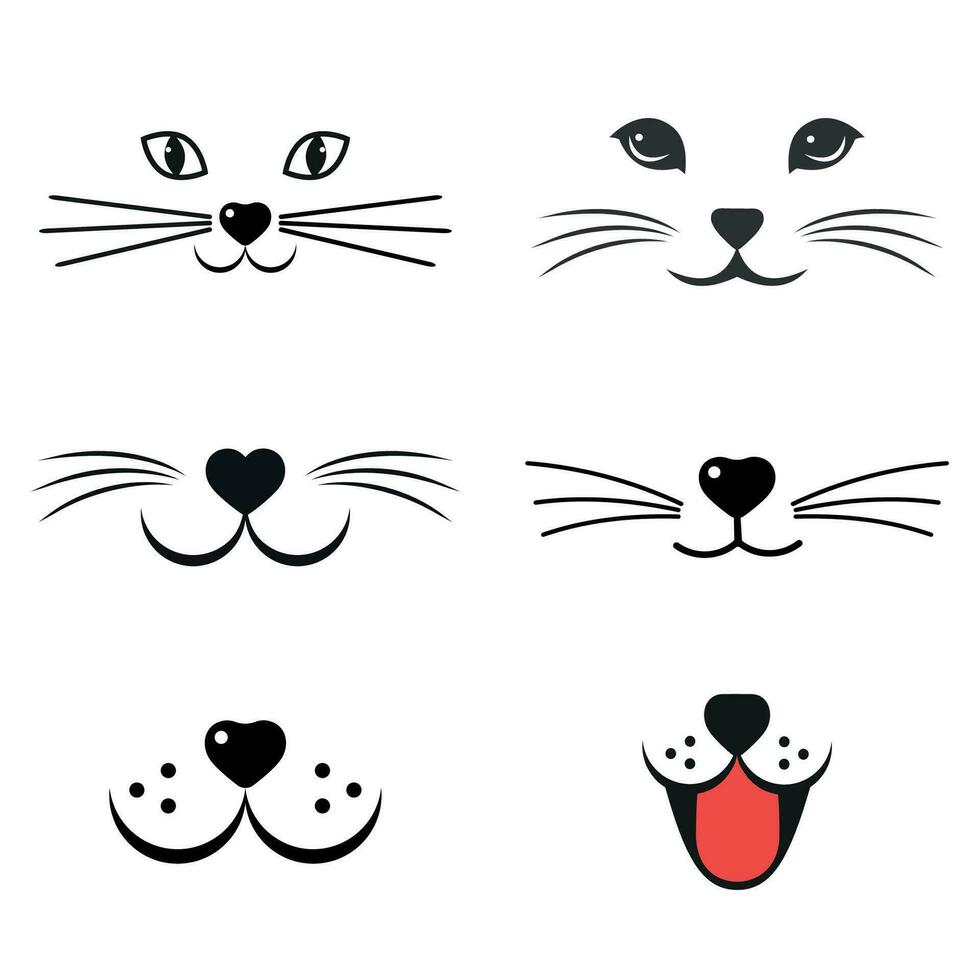 ilustración de un conjunto de linda variado caras de gatos vector