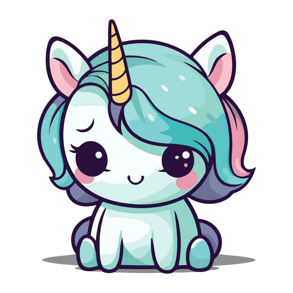 Cute unicorn character isolated on a white background. Vector illustration.