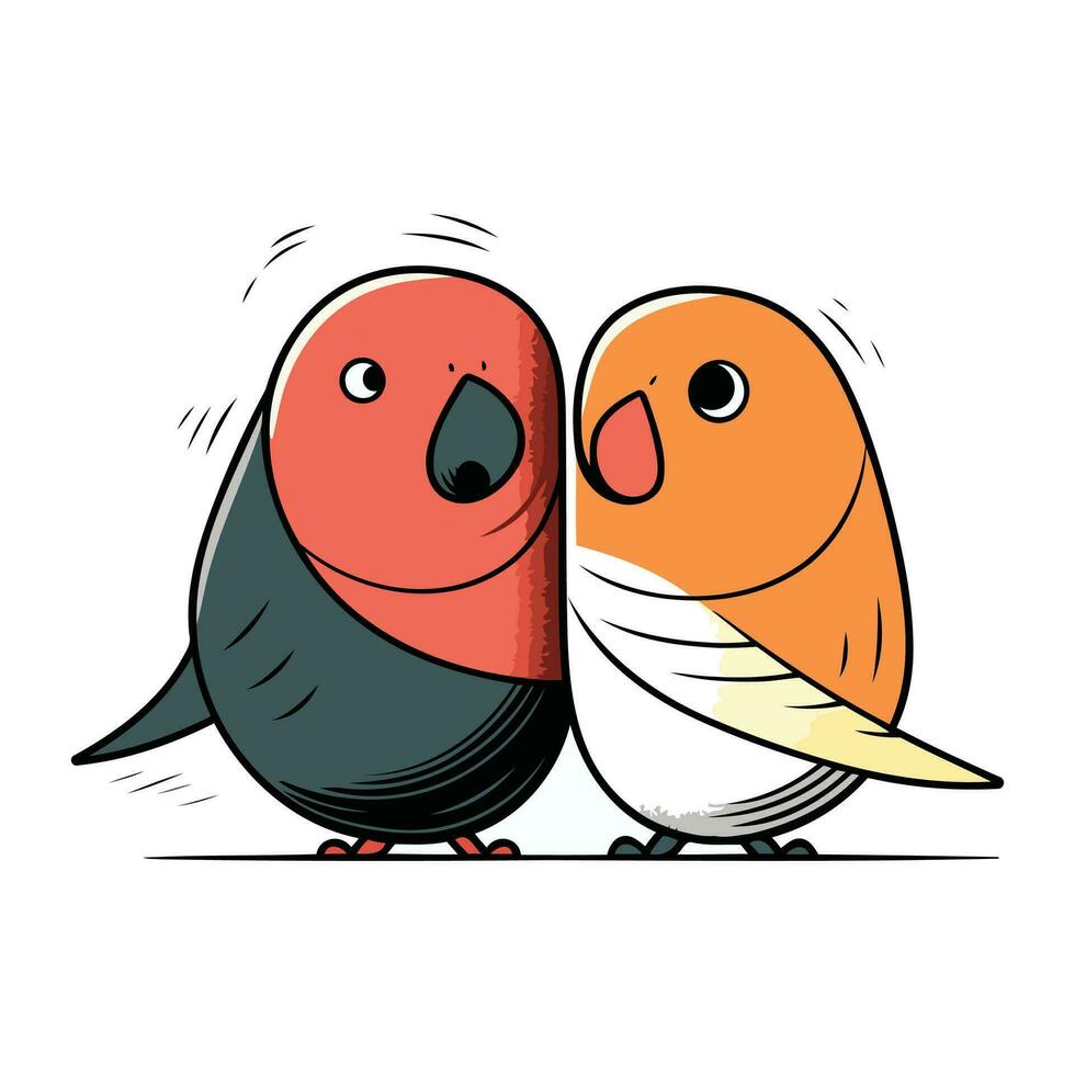 linda dibujos animados Pareja de loros vector ilustración aislado en blanco antecedentes.