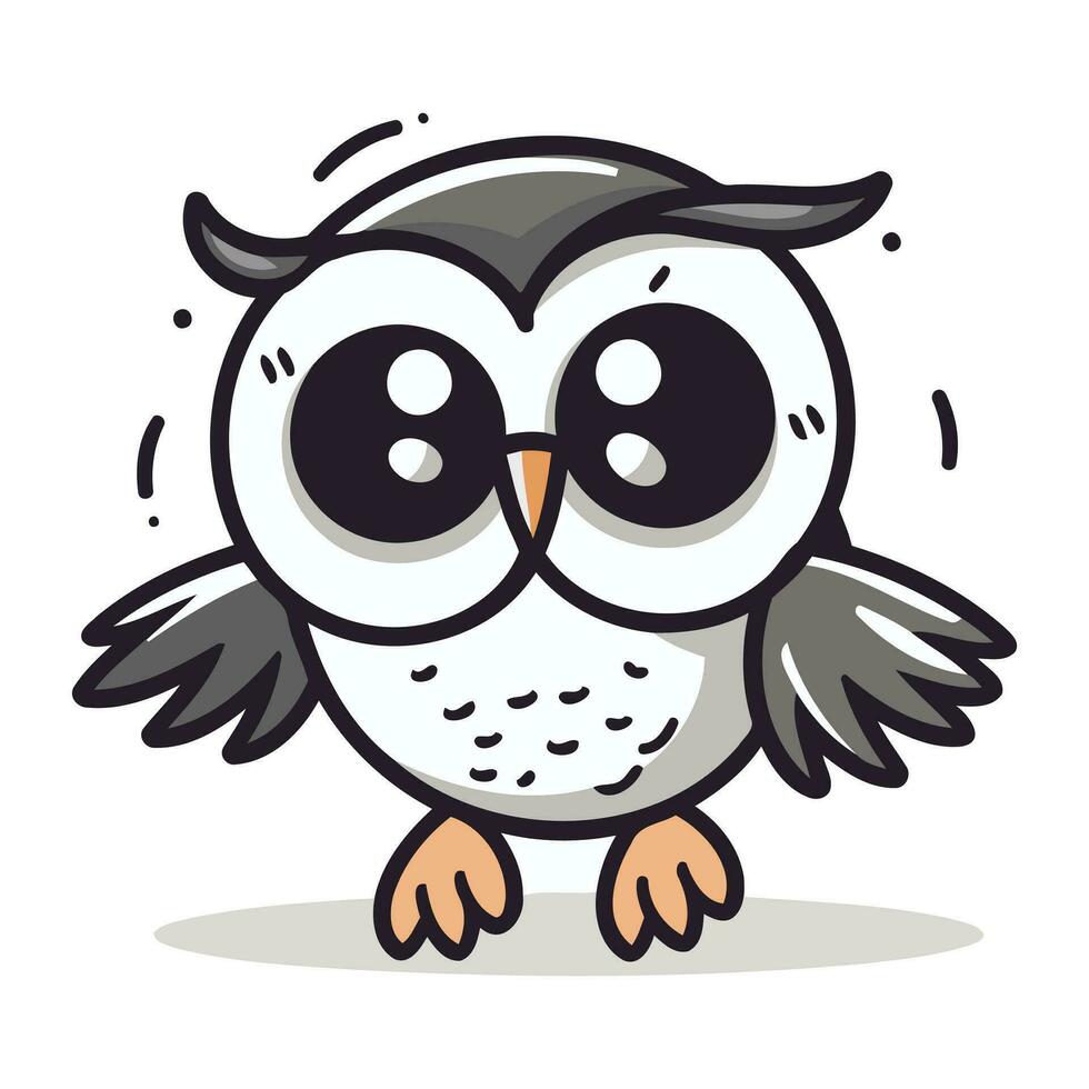 Owl Cartoon Mascot Character Vector Illustration. Cute Owl